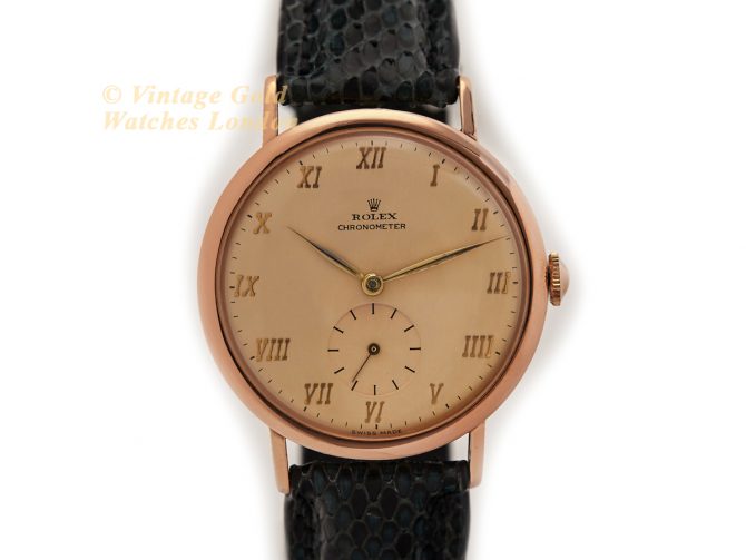 Rolex Precision Chronometer Coin Edge 18ct Pink Gold 1942 (4)