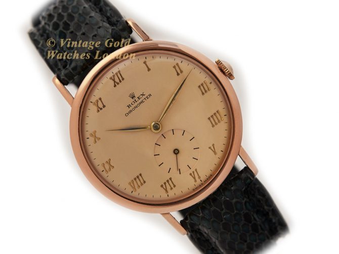 Rolex Precision Chronometer Coin Edge 18ct Pink Gold 1942 (1)