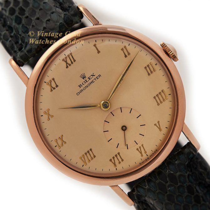Rolex Precision Chronometer Coin Edge 18ct Pink Gold 1942 (13)
