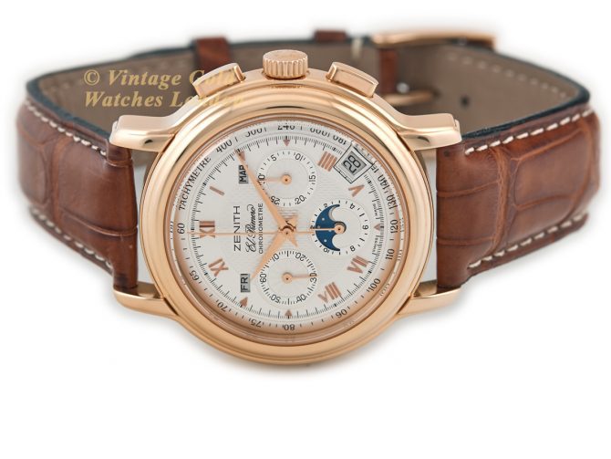 Zenith El Primero Triple Calendar Moonphase Chronograph 18ct Pink 2008 (7)