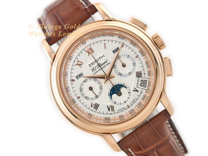 Zenith El Primero Triple Calendar Moonphase Chronograph 18ct Pink 2008 (1)