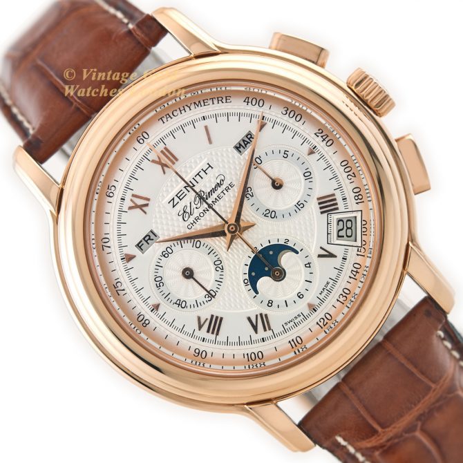 Zenith El Primero Triple Calendar Moonphase Chronograph 18ct Pink 2008 (15)