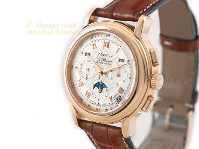 Zenith El Primero Triple Calendar Moonphase Chronograph 18ct Pink 2008 (5)