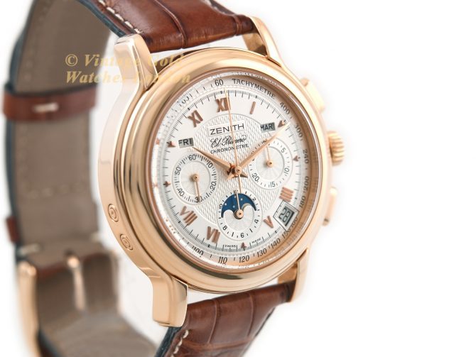 Zenith El Primero Triple Calendar Moonphase Chronograph 18ct Pink 2008 (3)