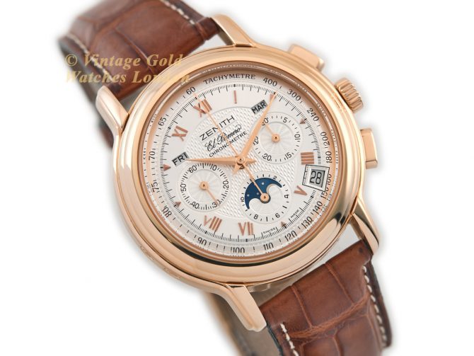 Zenith El Primero Triple Calendar Moonphase Chronograph 18ct Pink 2008 (2)