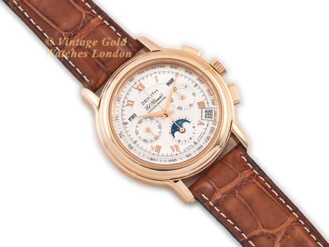 Zenith El Primero Triple Calendar Moonphase Chronograph 18ct Pink 2008 (8)