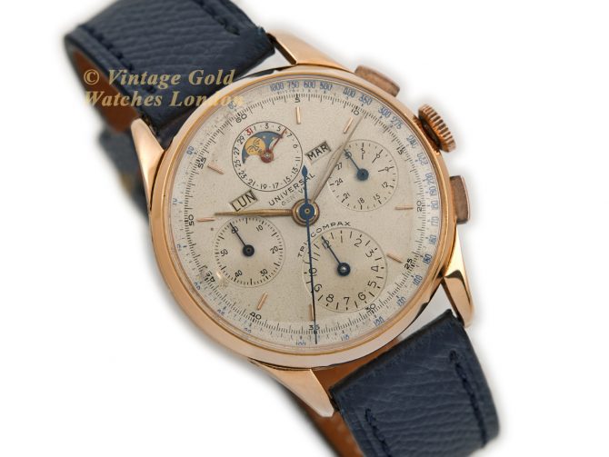 Universal Geneve Tri Compax Full Calendar Chronograph 18ct Pink Gold 1945 37mm (2)