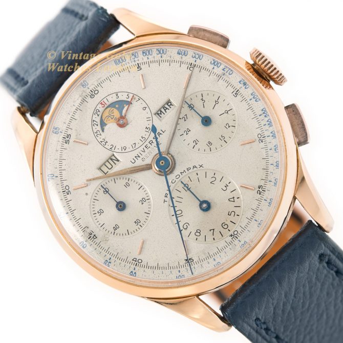 Universal Geneve Tri Compax Full Calendar Chronograph 18ct Pink Gold 1945 37mm (15)