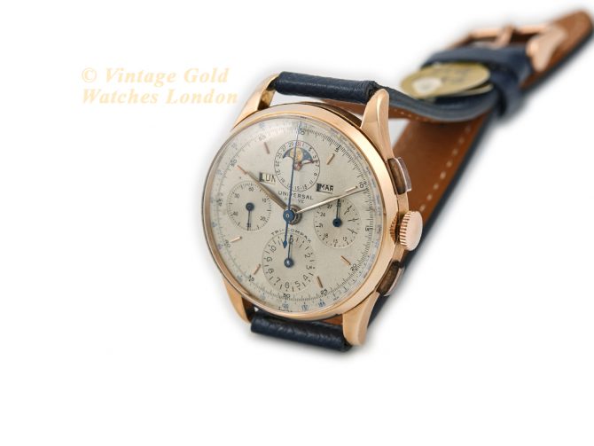 Universal Geneve Tri Compax Full Calendar Chronograph 18ct Pink Gold 1945 37mm (6)