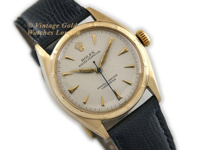 Rolex Oyster Perpetual Bubbleback Ref.6085 14ct c1952 Quilted Dial (2)