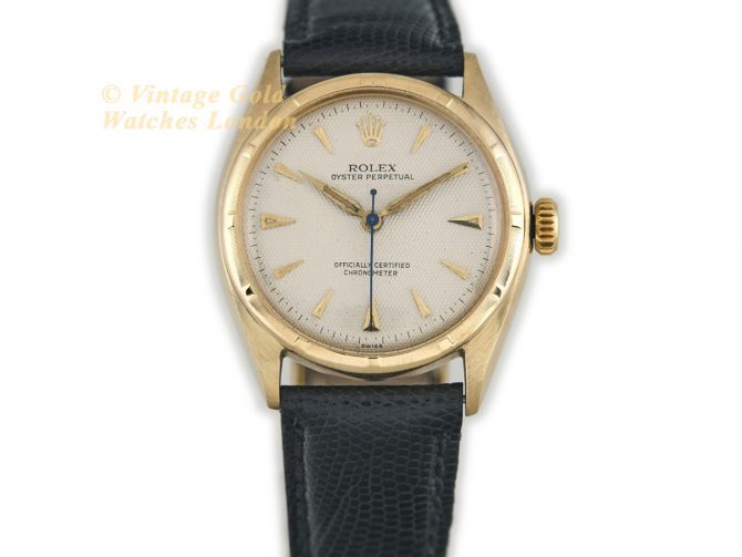 Rolex Oyster Perpetual Bubbleback Ref.6085 14ct c1952 Quilted Dial (4)