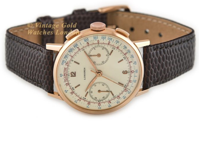 Longines Cal.30CH Flyback Chronograph 18ct Pink Gold 1953 (7)