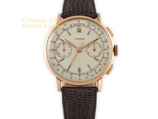 Longines Cal.30CH Flyback Chronograph 18ct Pink Gold 1953 (4)