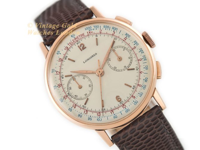 Longines Cal.30CH Flyback Chronograph 18ct Pink Gold 1953 (1)