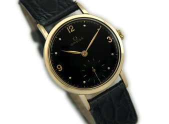 OM1812 Omega Black Dial 14ct 14k 1945 Gold 9 1200×900