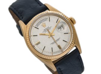 R1926 Rolex Oyster Perpetual Day Date 18ct 18k Gold with Silver Linen Dial 2 1200×900