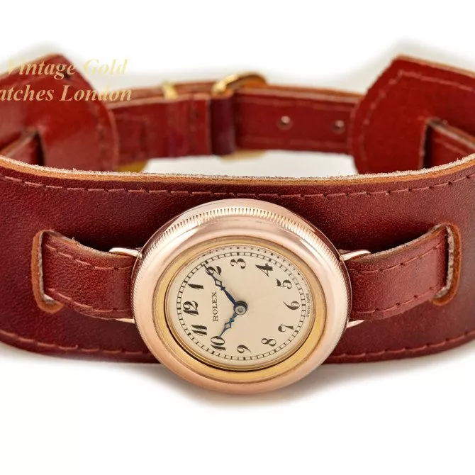Rolex Officers Watch 9ct Pink Gold, Submarine Hermetic 1924 (31) (navigation)