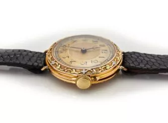 Breguet 18ct Pink Gold ‘Trois Couleurs’, Gold Guilloche Dial, c1910 - hover