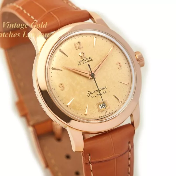Omega Seamaster Calendar Cal.355 Bumper Automatic 18ct Pink Gold 1954 – Original Dial (18) (navigation)