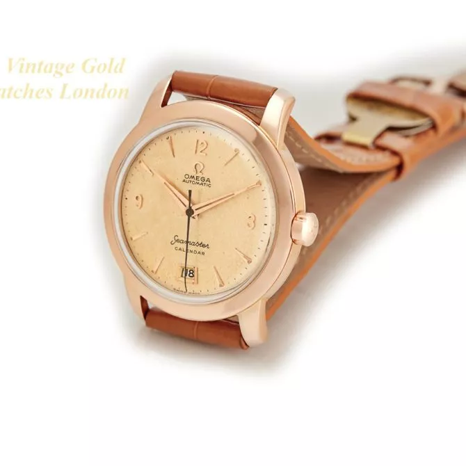 Omega Seamaster Calendar Cal.355 Bumper Automatic 18ct Pink Gold 1954 – Original Dial (26) (navigation)