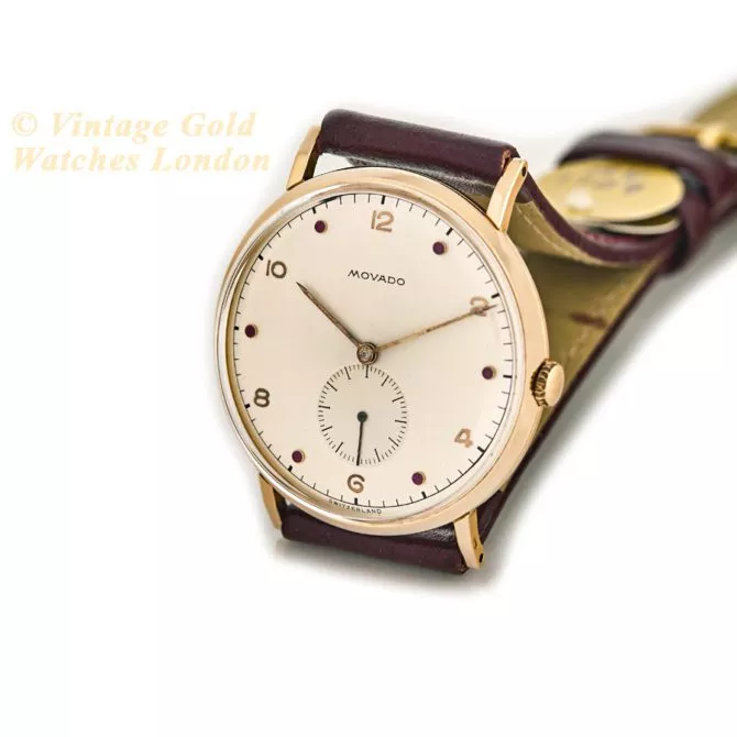 Movado Cal.470 18ct Pink Gold, Ruby Studded Dial, c1958 (25) (navigation)
