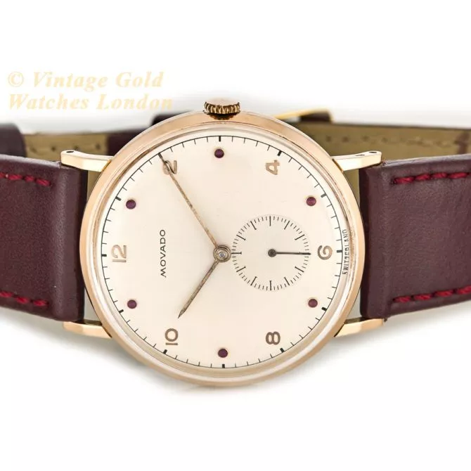 Movado Cal.470 18ct Pink Gold, Ruby Studded Dial, c1958 (27) (navigation)