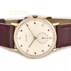 Movado Cal.470 18ct Pink Gold, Ruby Studded Dial, c1958 (42) (navigation)