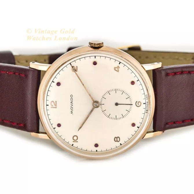 Movado Cal.470 18ct Pink Gold, Ruby Studded Dial, c1958 (42)