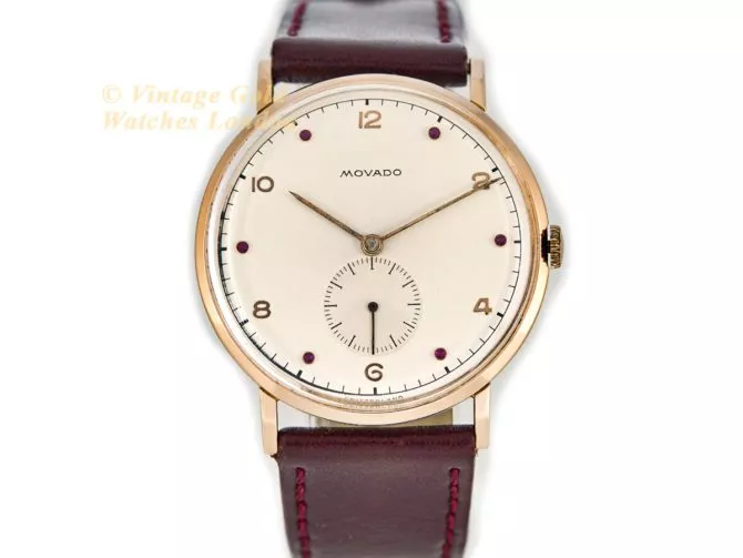 Movado Cal.470 18ct Pink Gold, Ruby Studded Dial, c1958 (21)