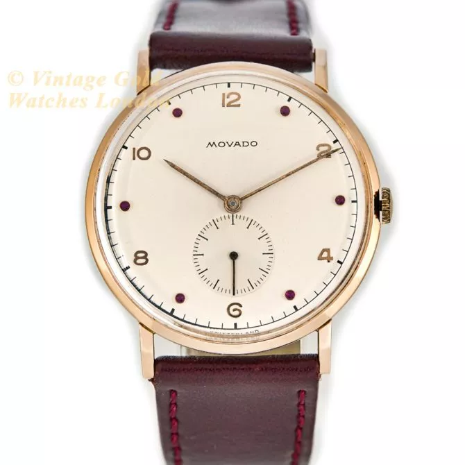 Movado Cal.470 18ct Pink Gold, Ruby Studded Dial, c1958 (21) (navigation)