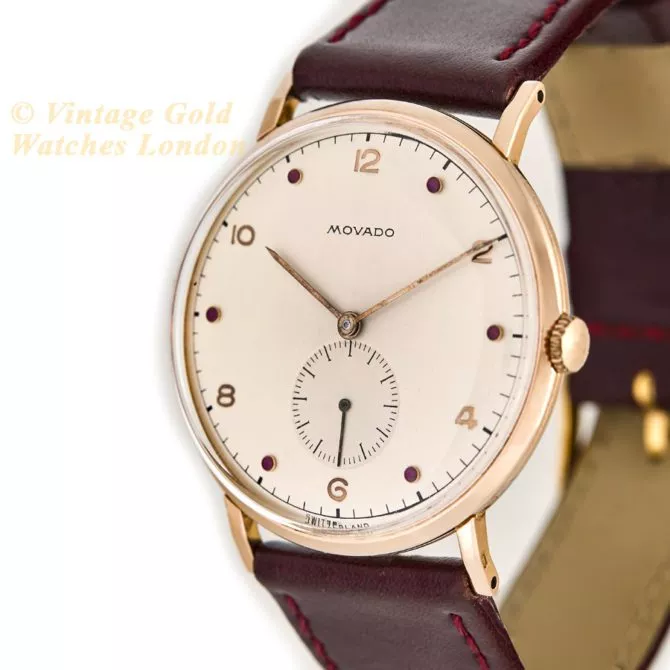 Movado Cal.470 18ct Pink Gold, Ruby Studded Dial, c1958 (23) (navigation)