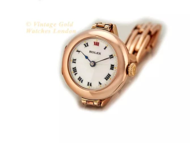 Ladies Rolex 9ct Pink Gold Porcelain Dial 1916 (11)