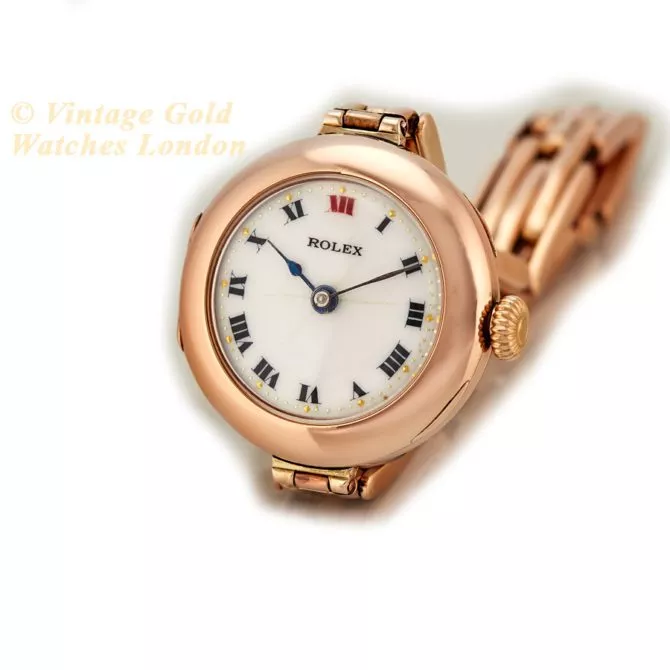 Ladies Rolex 9ct Pink Gold Porcelain Dial 1916 (11) (navigation)