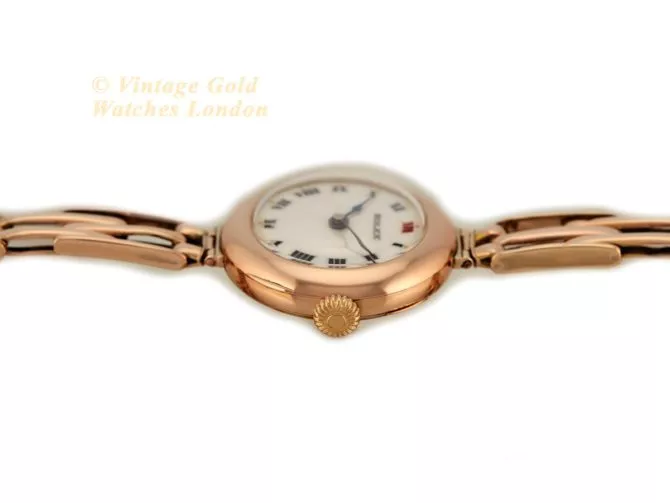 Ladies Rolex 9ct Pink Gold Porcelain Dial 1916 (17)