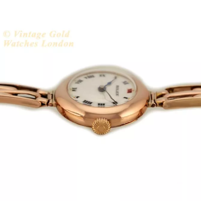 Ladies Rolex 9ct Pink Gold Porcelain Dial 1916 (17) (navigation)