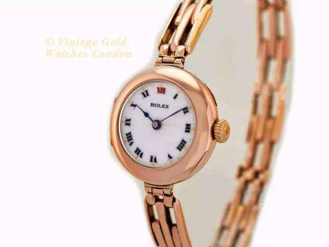 Ladies Rolex 9ct Pink Gold Porcelain Dial 1916 (9)