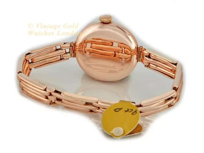 Ladies Rolex 9ct Pink Gold Porcelain Dial 1916 (21)