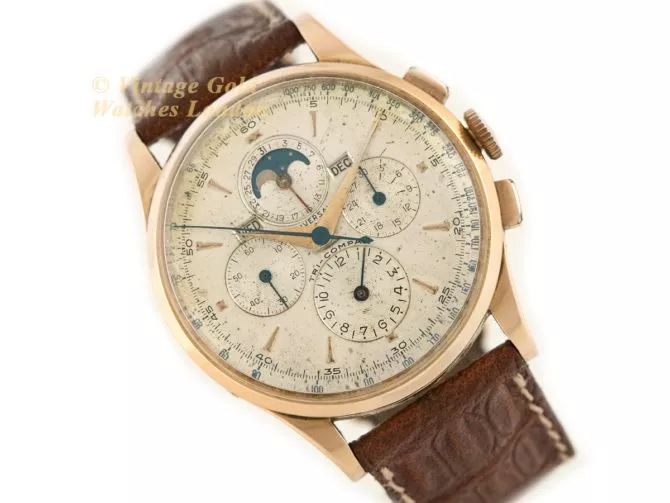 Universal Geneve Tri-Compax 18ct Pink Gold 37.5mm 1958 (15)