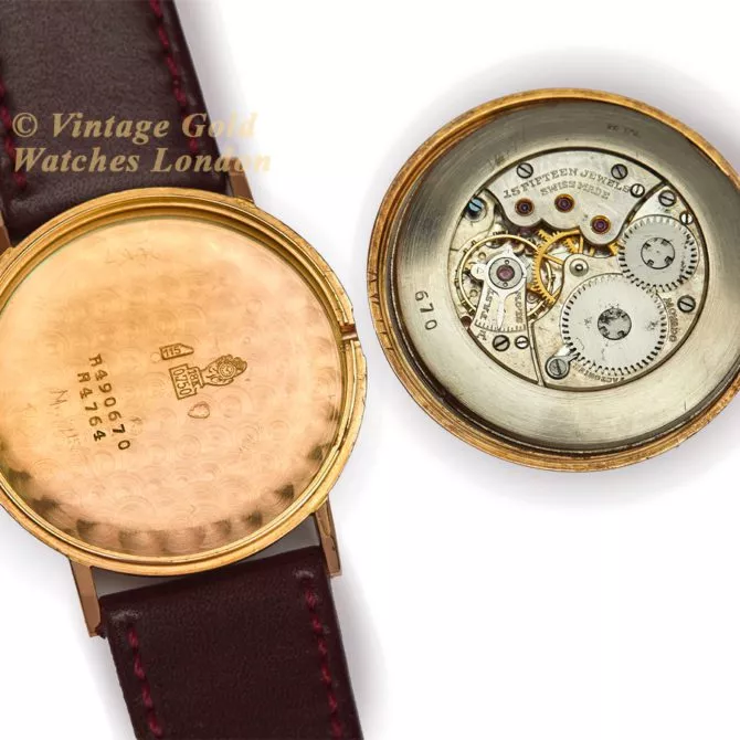 Movado Cal.470 18ct Pink Gold, Ruby Studded Dial, c1958 (37) (navigation)
