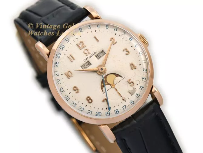 Omega Cosmic Triple Date Moonphase Cal.27 DL PC 18ct Pink Gold 1946 (2)
