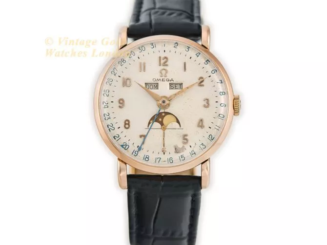 Omega Cosmic Triple Date Moonphase Cal.27 DL PC 18ct Pink Gold 1946 (4)