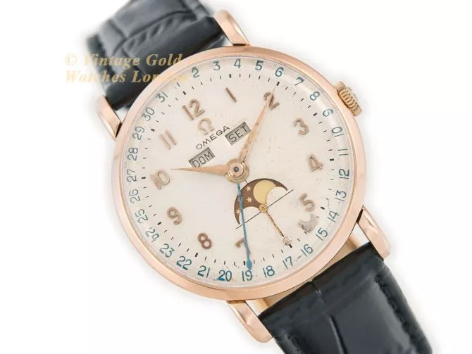 Omega Cosmic Triple Date Moonphase Cal.27 DL PC 18ct Pink Gold 1946 (1)