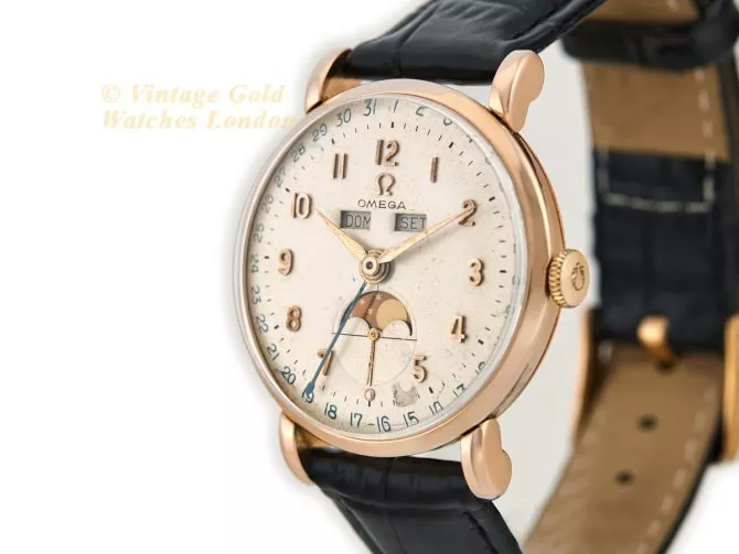 Omega Cosmic Triple Date Moonphase Cal.27 DL PC 18ct Pink Gold 1946 (5)