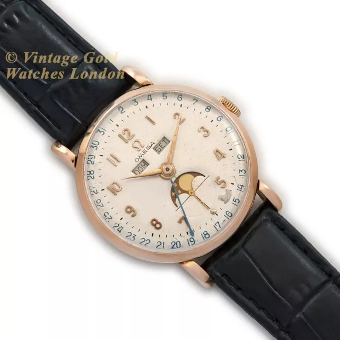 Omega Cosmic Triple Date Moonphase Cal.27 DL PC 18ct Pink Gold 1946 (8) (navigation)