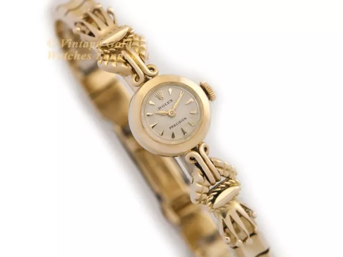 Ladies Rolex Precision Cal.250 18ct c1961 on 18ct Bracelet (2)