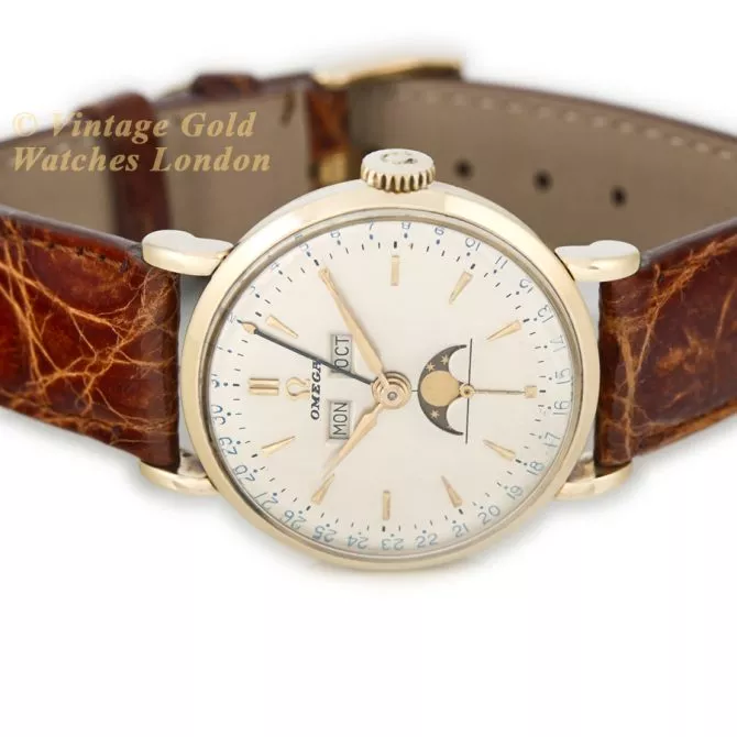 Omega Triple Date Moonphase Model Ref.2473 14ct 1951 (7) (navigation)