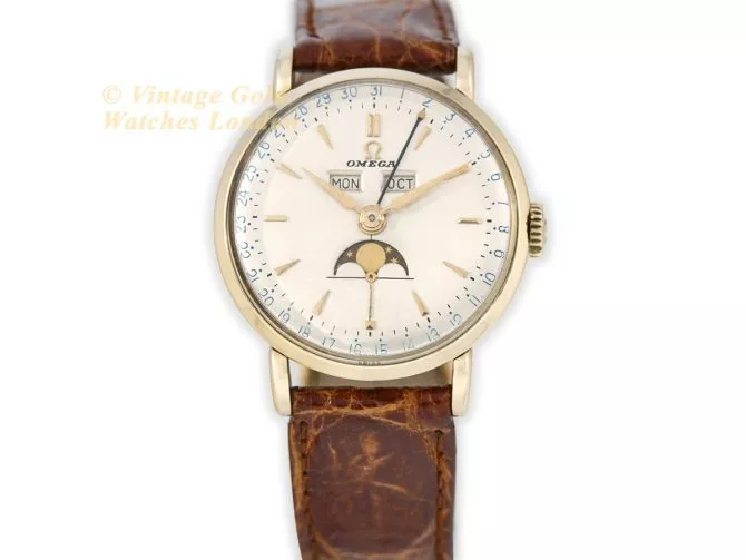 Omega Triple Date Moonphase Model Ref.2473 14ct 1951 (4)