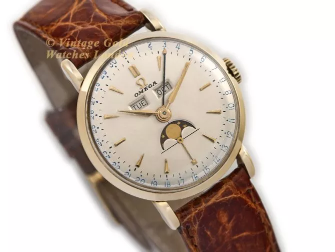 Omega Triple Date Moonphase Model Ref.2473 14ct 1951 (2)