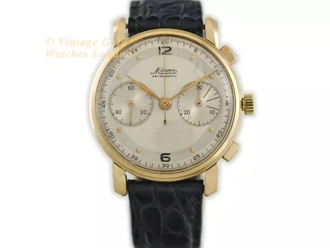 Minerva Chronograph Cal.13-20 CH 18ct c1950 (4)