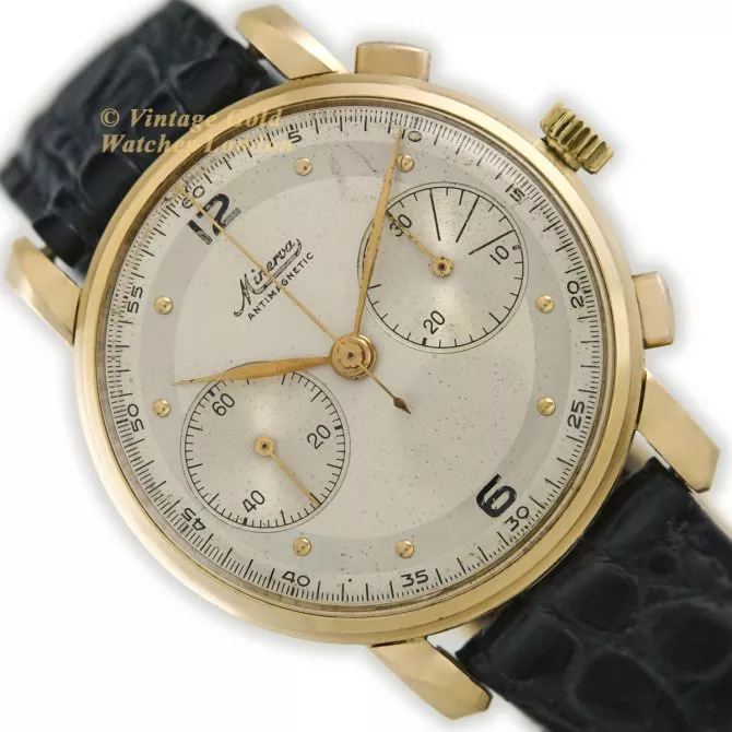 Minerva Chronograph Cal.13-20 CH 18ct c1950 (15)